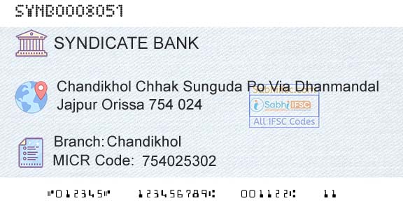 Syndicate Bank ChandikholBranch 