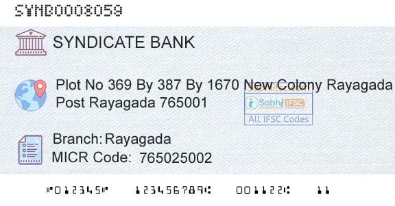 Syndicate Bank RayagadaBranch 