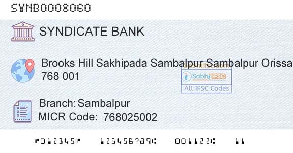 Syndicate Bank SambalpurBranch 