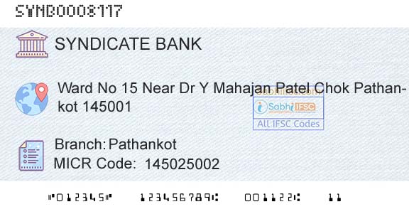 Syndicate Bank PathankotBranch 