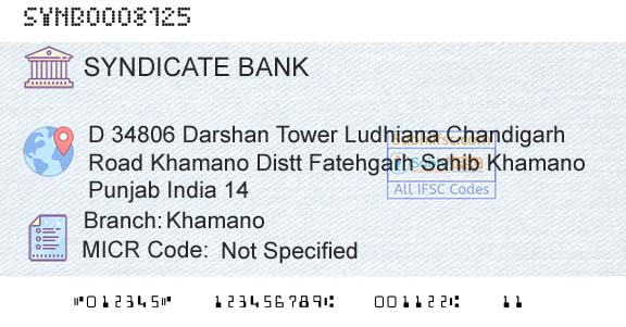 Syndicate Bank KhamanoBranch 