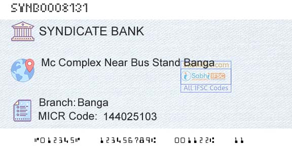 Syndicate Bank BangaBranch 