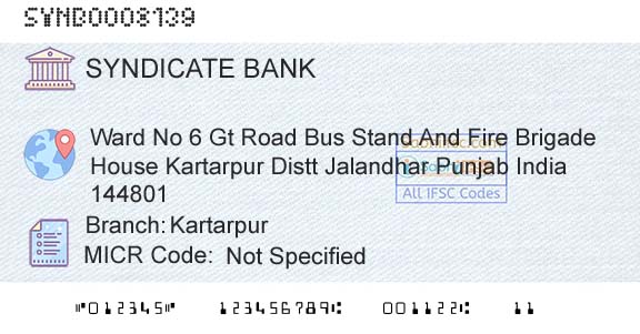Syndicate Bank KartarpurBranch 