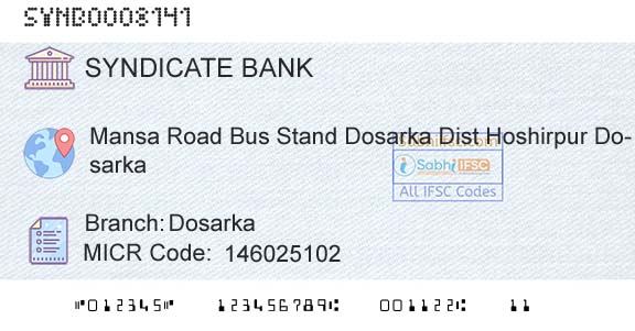 Syndicate Bank DosarkaBranch 