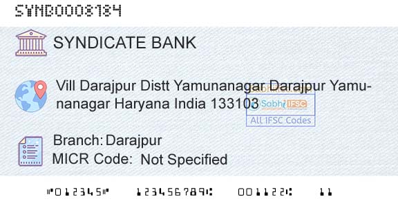 Syndicate Bank DarajpurBranch 
