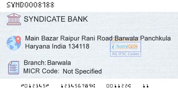 Syndicate Bank BarwalaBranch 