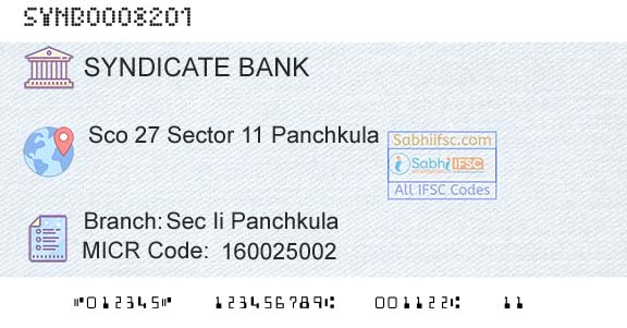 Syndicate Bank Sec Ii PanchkulaBranch 