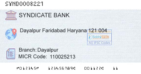 Syndicate Bank DayalpurBranch 