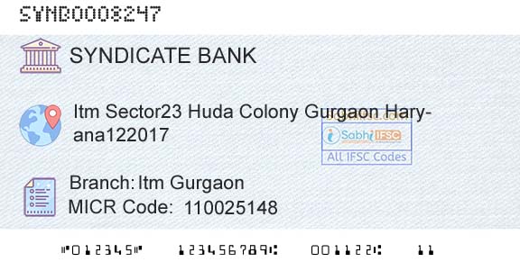 Syndicate Bank Itm GurgaonBranch 