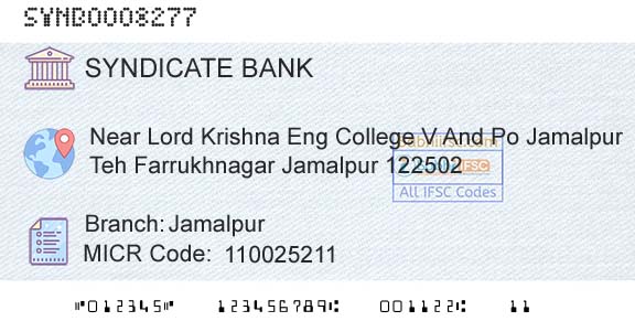 Syndicate Bank JamalpurBranch 