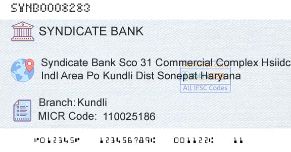 Syndicate Bank KundliBranch 