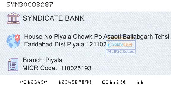 Syndicate Bank PiyalaBranch 