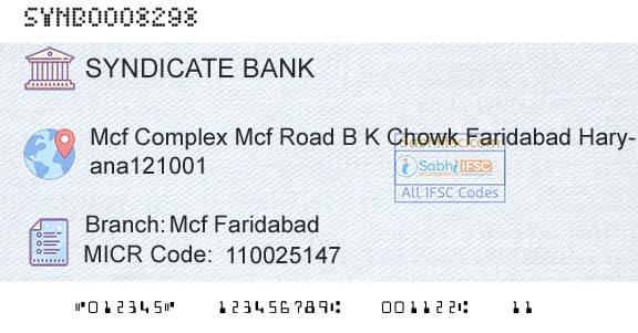 Syndicate Bank Mcf FaridabadBranch 