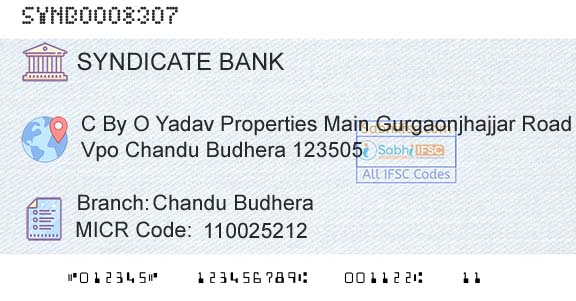 Syndicate Bank Chandu BudheraBranch 