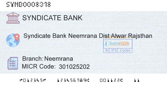 Syndicate Bank NeemranaBranch 