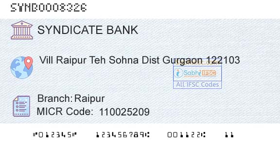 Syndicate Bank RaipurBranch 