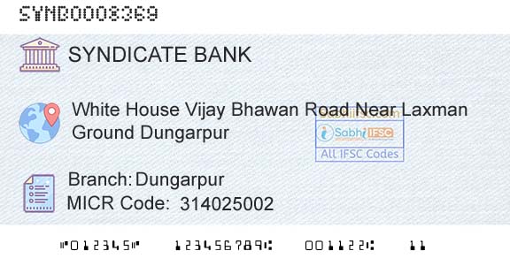 Syndicate Bank DungarpurBranch 
