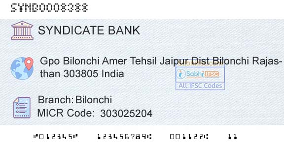 Syndicate Bank BilonchiBranch 