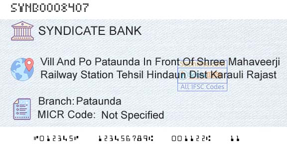Syndicate Bank PataundaBranch 