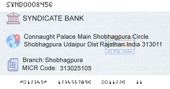 Syndicate Bank ShobhagpuraBranch 