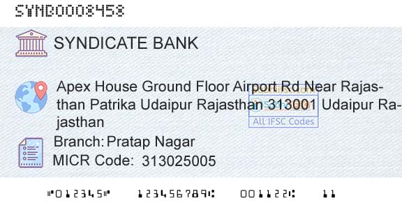 Syndicate Bank Pratap NagarBranch 