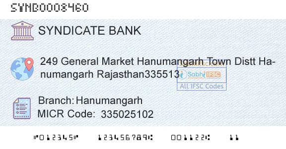 Syndicate Bank HanumangarhBranch 