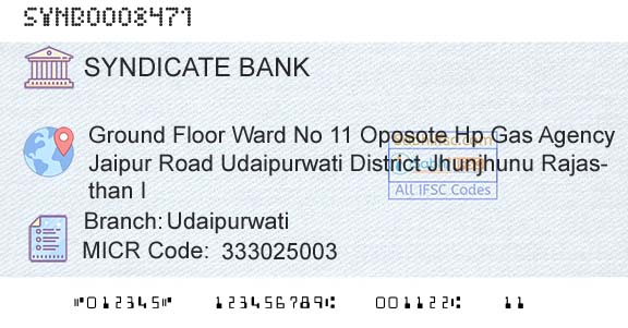Syndicate Bank UdaipurwatiBranch 
