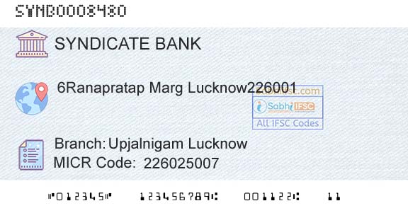 Syndicate Bank Upjalnigam LucknowBranch 