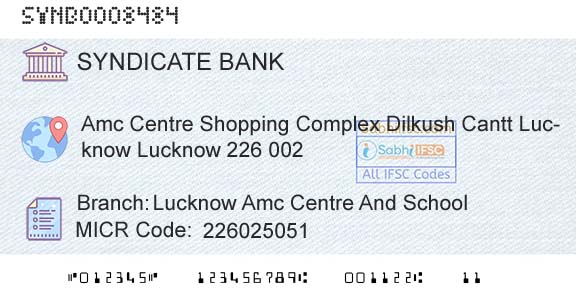 Syndicate Bank Lucknow Amc Centre And SchoolBranch 