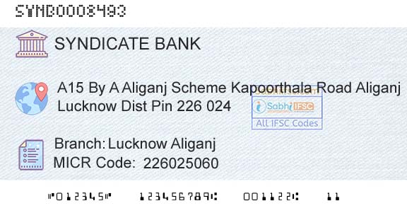 Syndicate Bank Lucknow AliganjBranch 