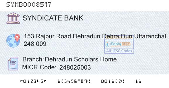 Syndicate Bank Dehradun Scholars HomeBranch 