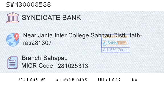 Syndicate Bank SahapauBranch 