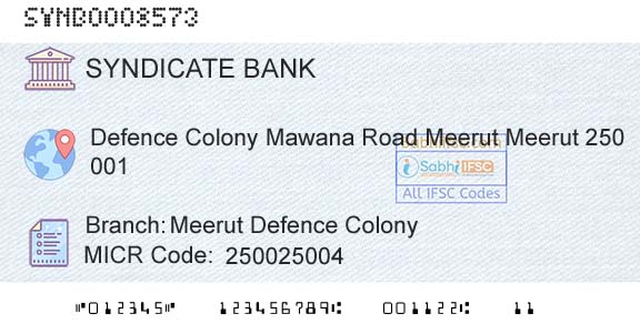 Syndicate Bank Meerut Defence ColonyBranch 