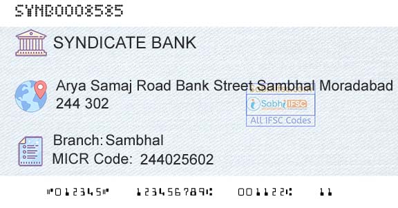 Syndicate Bank SambhalBranch 