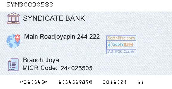 Syndicate Bank JoyaBranch 