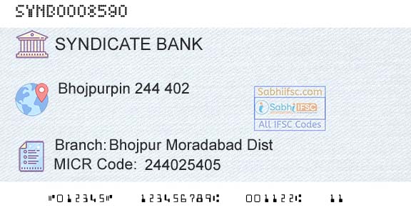 Syndicate Bank Bhojpur Moradabad DistBranch 