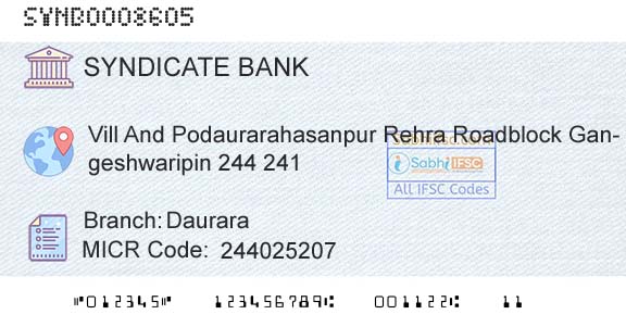 Syndicate Bank DauraraBranch 