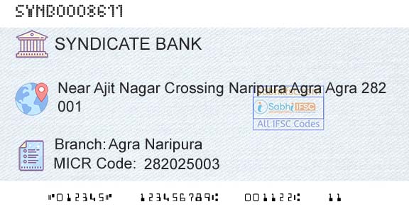 Syndicate Bank Agra NaripuraBranch 