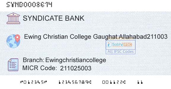 Syndicate Bank EwingchristiancollegeBranch 
