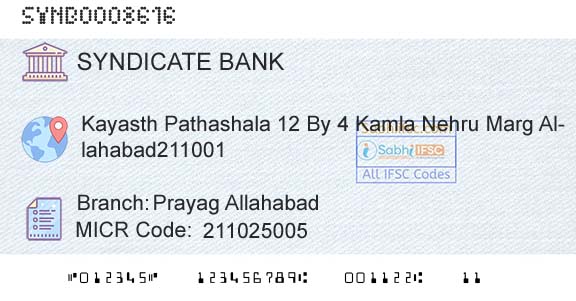 Syndicate Bank Prayag AllahabadBranch 