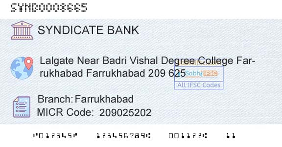 Syndicate Bank FarrukhabadBranch 