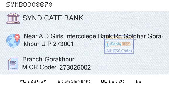 Syndicate Bank GorakhpurBranch 