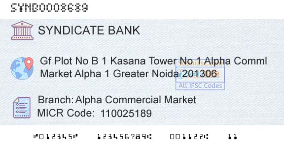 Syndicate Bank Alpha Commercial MarketBranch 