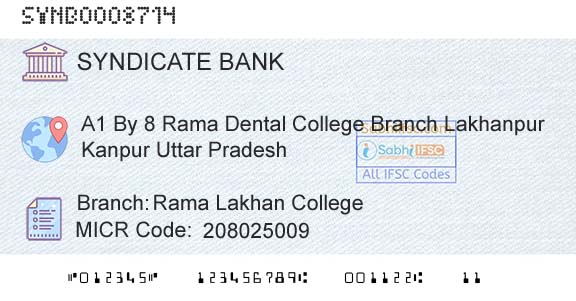 Syndicate Bank Rama Lakhan CollegeBranch 
