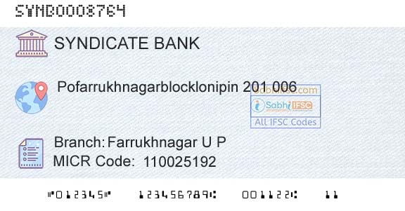 Syndicate Bank Farrukhnagar U PBranch 