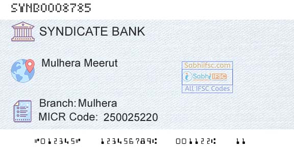 Syndicate Bank MulheraBranch 