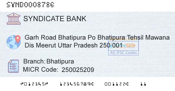 Syndicate Bank BhatipuraBranch 