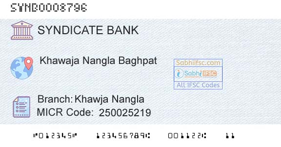 Syndicate Bank Khawja NanglaBranch 