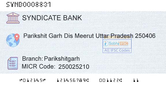 Syndicate Bank ParikshitgarhBranch 