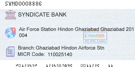 Syndicate Bank Ghaziabad Hindon Airforce StnBranch 